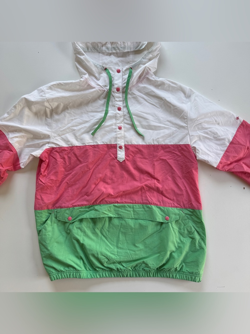 Columbia PFG Retro Style Pullover Neon Windbreaker 90s Watermelon Size XL